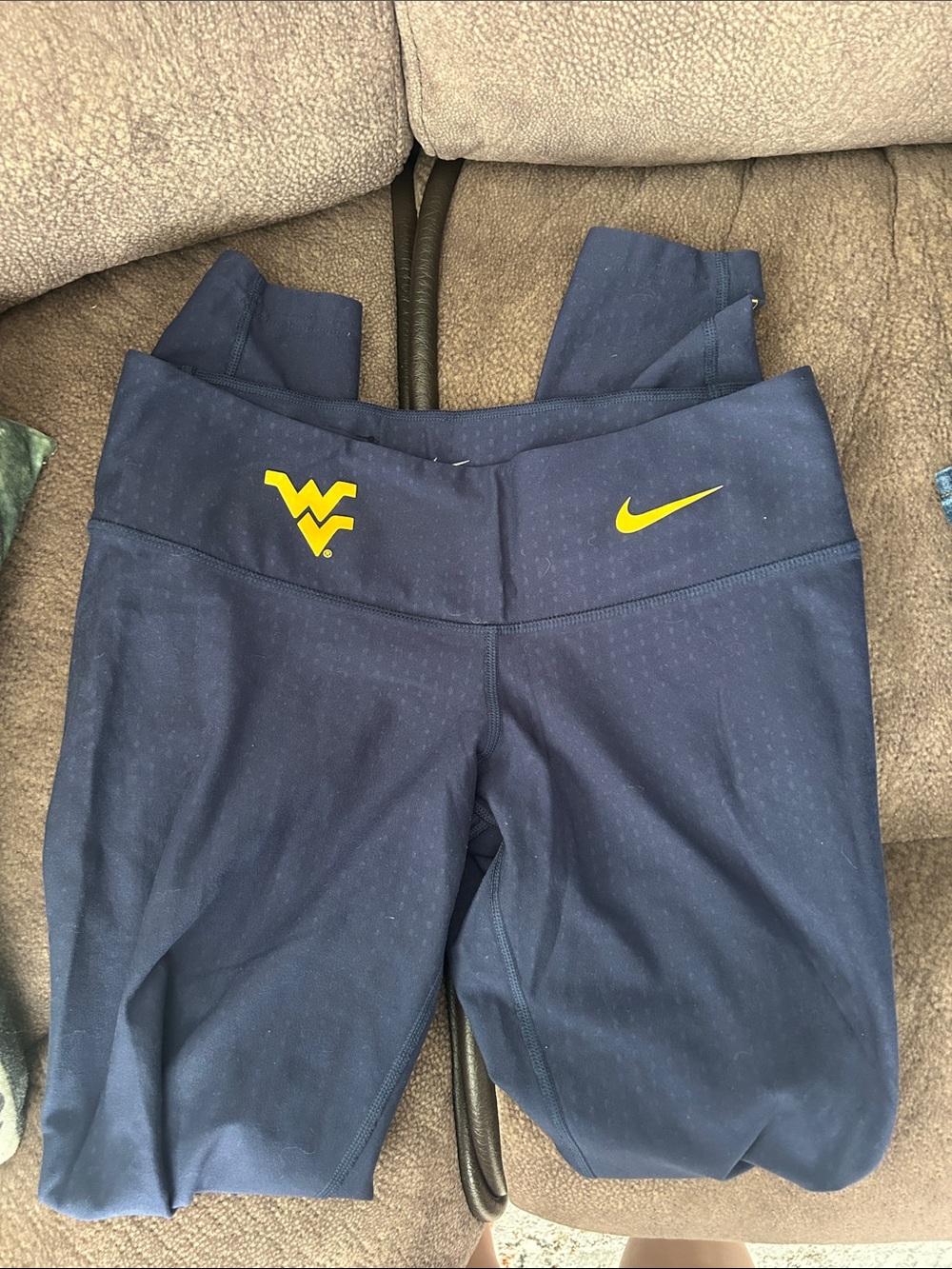 Nike Navy Leggings with Yellow WVU & Swoosh Logos